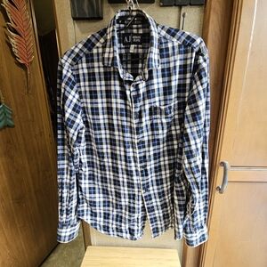 Armani Jeans Blue and White Casual Button Down Shirt